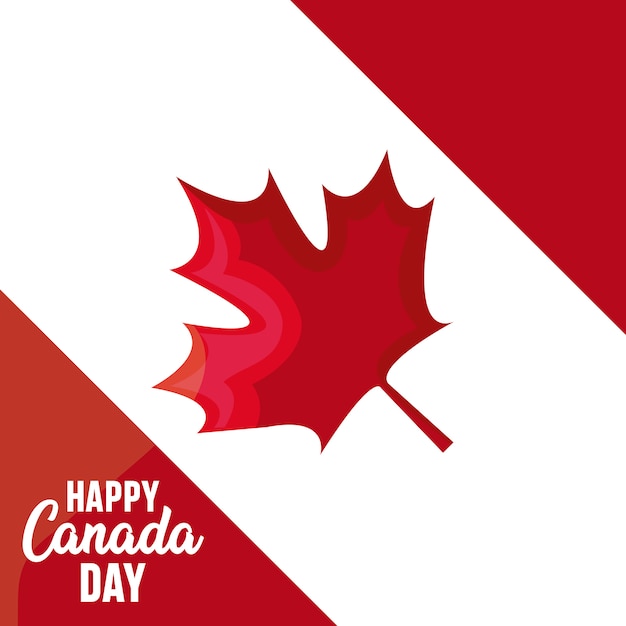 Tarjeta de felicitación del feliz día de Canadá con hoja de arce