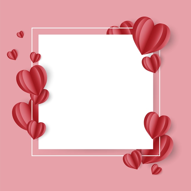 Tarjeta de felicitación feliz día de san valentín con corazón en estilo papercut. folleto de amor rosa con palabras de caligrafía. cartel de plantilla de marketing de ilustración vectorial