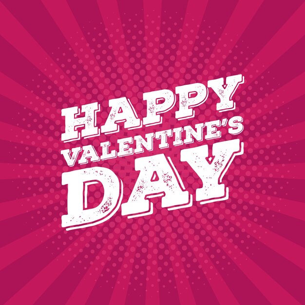 Tarjeta de felicitación feliz día de San Valentín. Letras sobre fondo vintage retro. Ilustración vectorial.