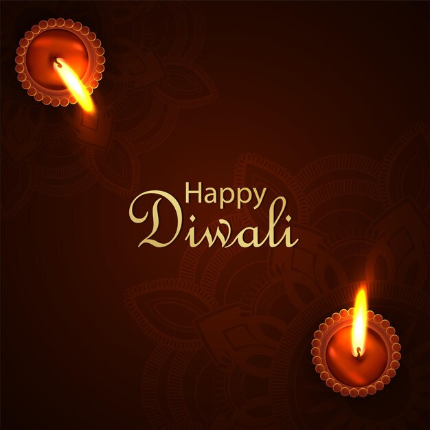 Tarjeta de felicitación feliz de la invitación del festival indio de diwali con diwali diya