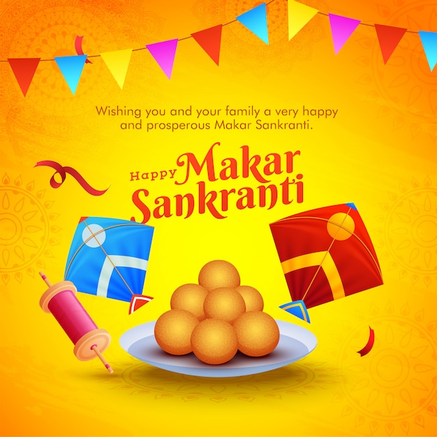 Tarjeta de felicitación feliz makar sankranti