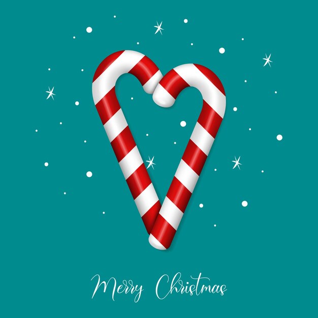 Tarjeta de felicitación de Feliz Navidad Amor Caña de dulces de Navidad Ilustración vectorial