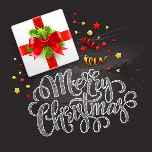 Tarjeta de felicitación de feliz Navidad, caja de regalo de Navidad, tarjeta de felicitación.