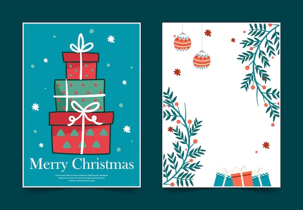 Tarjeta de felicitación de Feliz Navidad con caja de regalos Colección