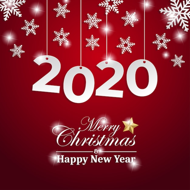 Tarjeta de felicitación de feliz navidad y feliz año nuevo 2020