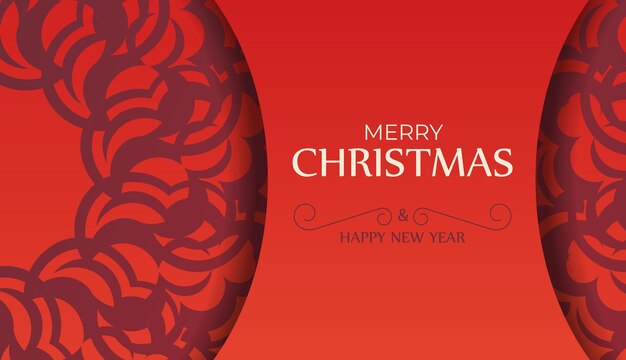 Tarjeta de felicitación Feliz Navidad y Feliz Año Nuevo Color rojo con adorno abstracto de Borgoña