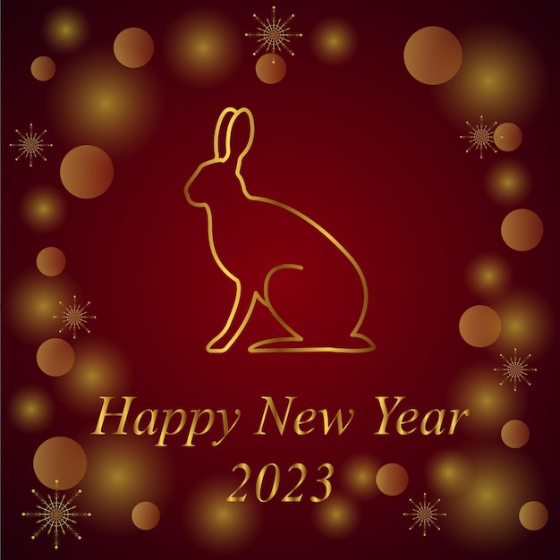 Vector tarjeta de felicitación feliz navidad y feliz año nuevo ilustración vectorial con una liebre la mascota del año nuevo chino fondo para fondos de pantalla tarjetas de felicitación volantes
