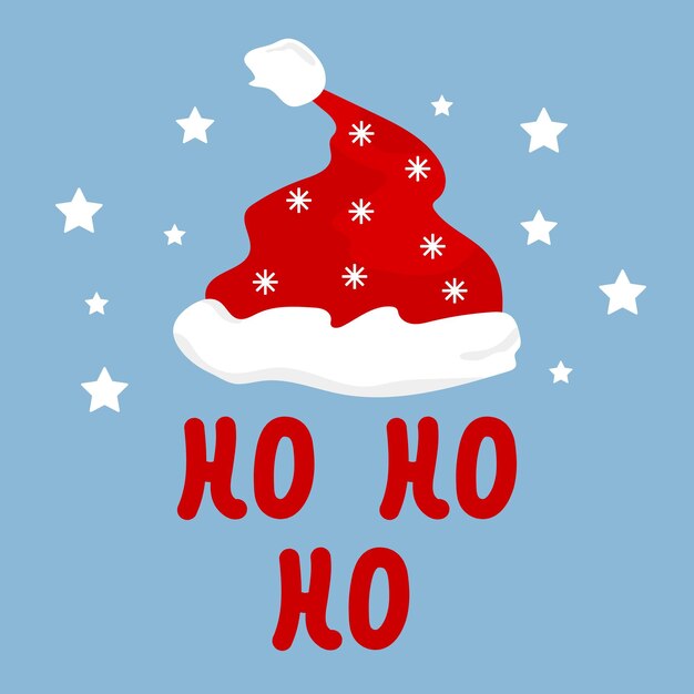 Tarjeta de felicitación de feliz Navidad HoHoHo sombrero de Papá Noel