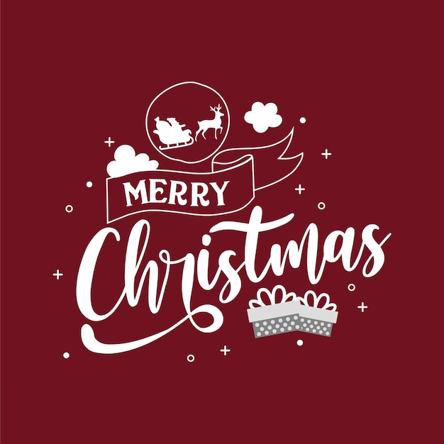 Tarjeta de felicitación de feliz navidad con letras