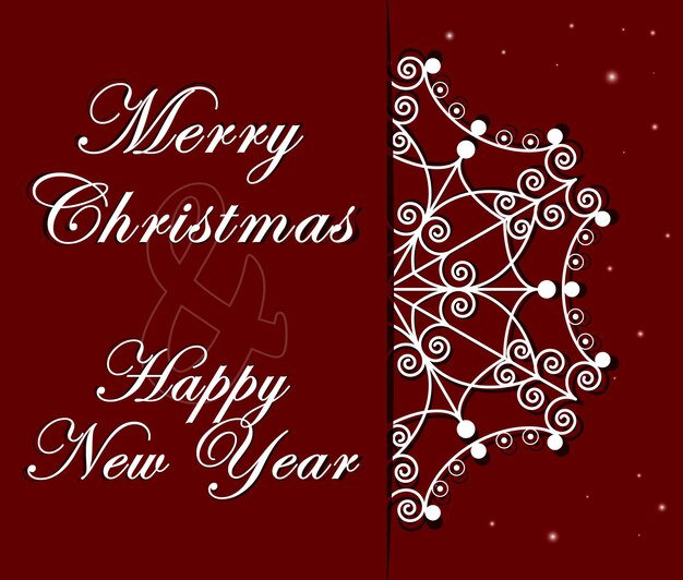 Tarjeta de felicitación de feliz Navidad y próspero año nuevo con copo de nieve