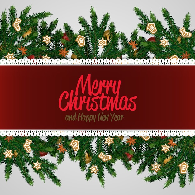 Tarjeta de felicitación de feliz Navidad y próspero año nuevo.