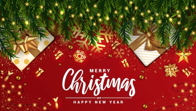 Tarjeta de felicitación de feliz Navidad y próspero año nuevo.