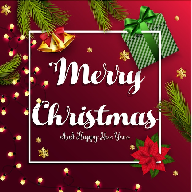 Tarjeta de felicitación de feliz Navidad y próspero año nuevo.