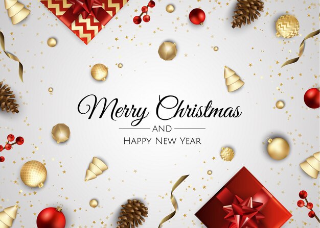 Tarjeta de felicitación de feliz Navidad y próspero año nuevo.