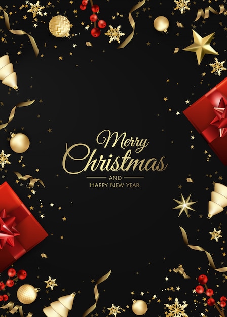 Tarjeta de felicitación de feliz Navidad y próspero año nuevo.