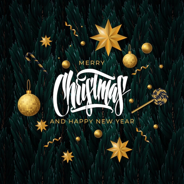 Tarjeta de felicitación de feliz Navidad y próspero año nuevo.