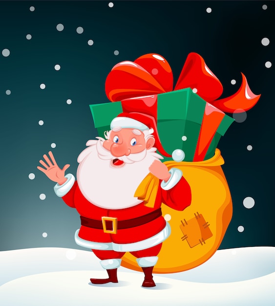 Tarjeta de felicitación feliz navidad con santa claus