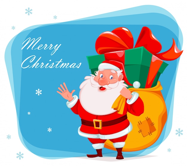 Tarjeta de felicitación feliz navidad con santa claus
