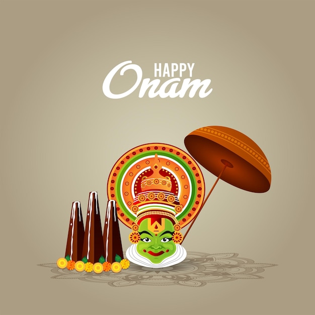 Tarjeta de felicitación feliz onam del festival del sur de la india