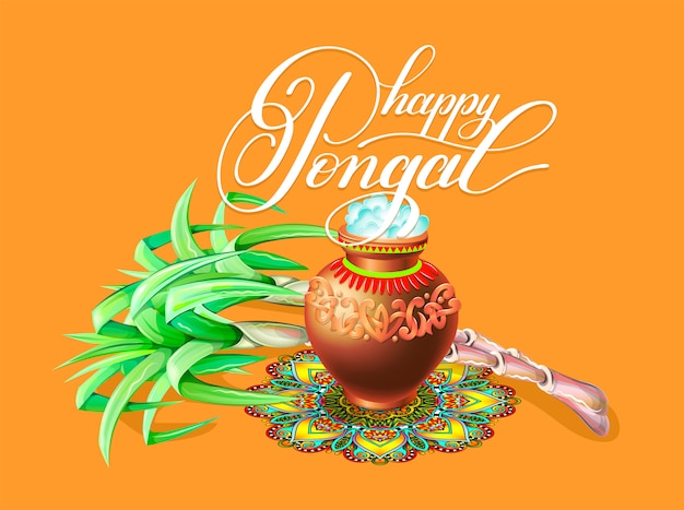 Tarjeta de felicitación feliz pongal