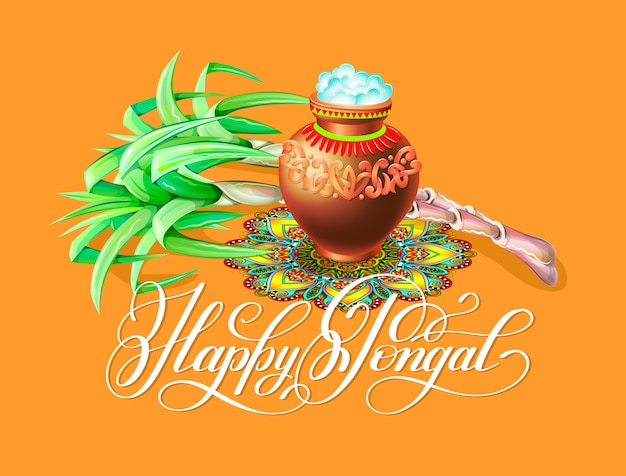 Tarjeta de felicitación feliz pongal