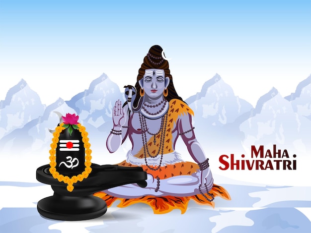 Tarjeta de felicitación para el festival hindú feliz maha shivratri ilustración