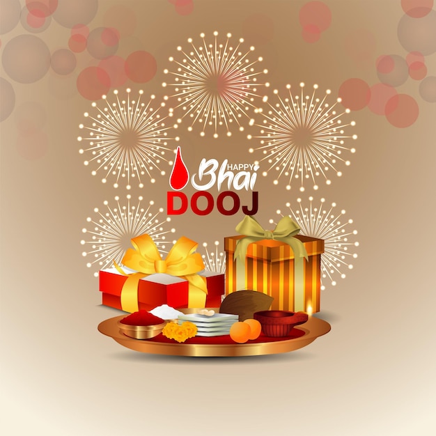 Tarjeta de felicitación del festival indio feliz bhai dooj