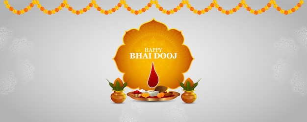 Tarjeta de felicitación del festival indio feliz bhai dooj