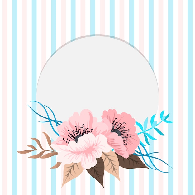 Tarjeta de felicitación con flores, acuarela. Marco de vectores