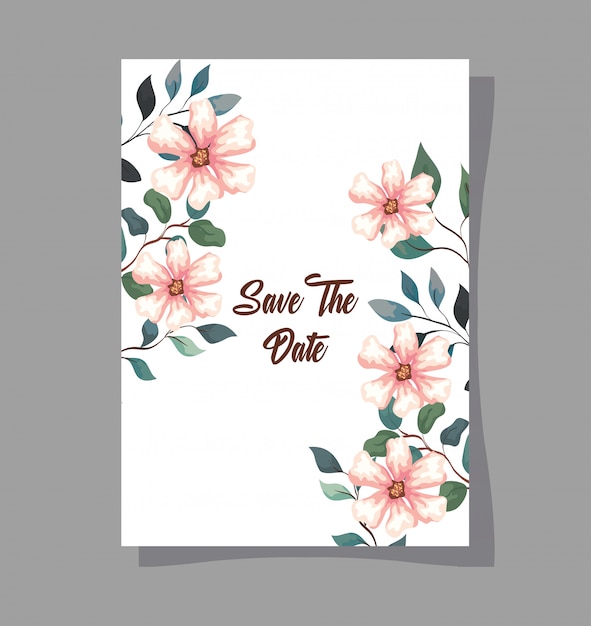 tarjeta de felicitación con flores, invitación de boda con flores, con decoración de ramas y hojas