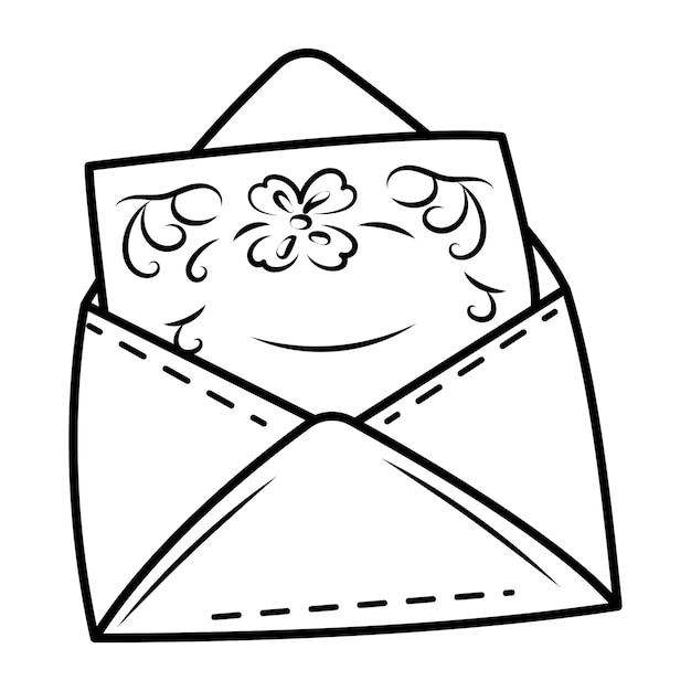 Tarjeta de felicitación con flores en sobre
