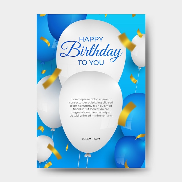 Vector tarjeta de felicitación de fondo de feliz cumpleaños y plantilla de diseño con decoración de globos