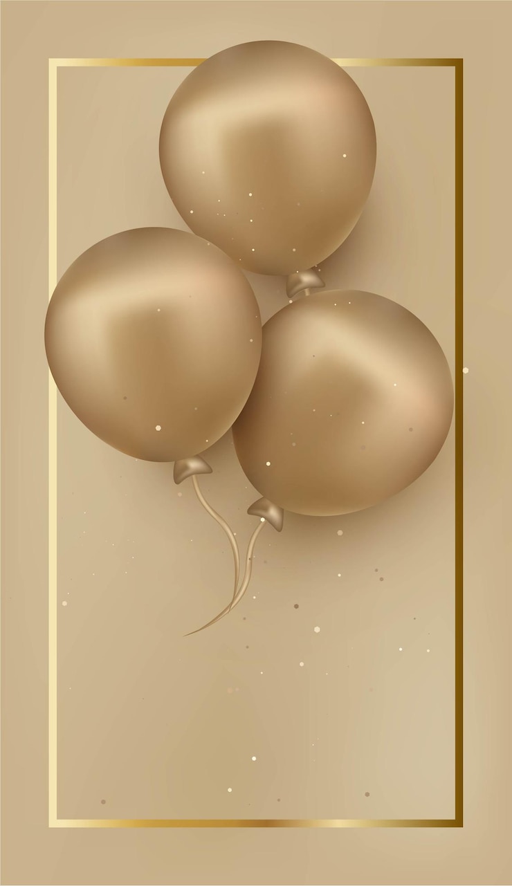 Vector tarjeta de felicitación con globos dorados