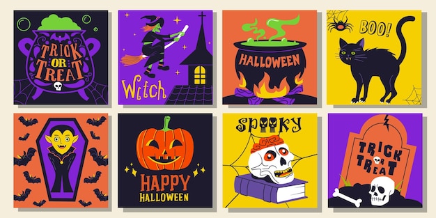 Tarjeta de felicitación de halloween vectorial.