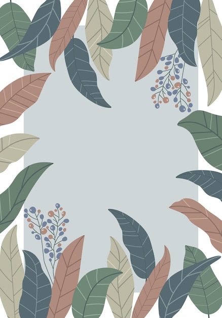 Tarjeta de felicitación con hojas estilizadas Vector en estilo boho