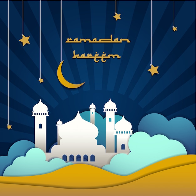 Tarjeta de felicitación de la ilustración de Ramadan Kareem