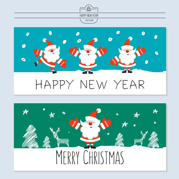 Tarjeta de felicitación, ilustración vectorial. Con el nuevo año. Dibujado a mano.