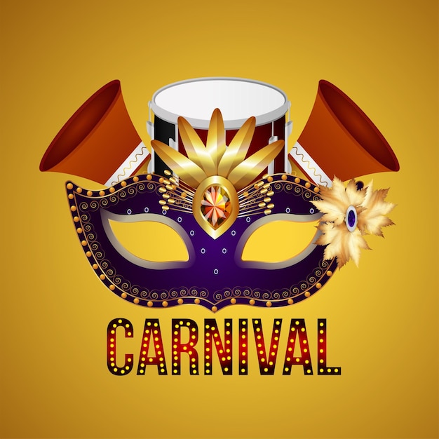 Tarjeta de felicitación de invitación de carnaval con máscara de carnaval creativa