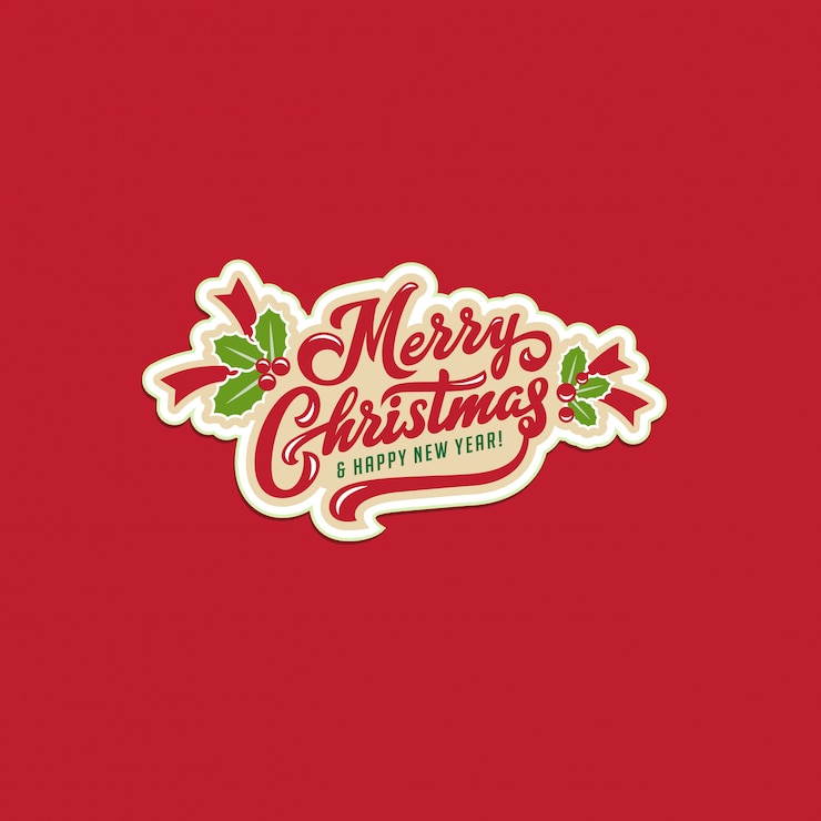 Vector tarjeta de felicitación de letras caligráficas de feliz navidad y feliz año nuevo texto