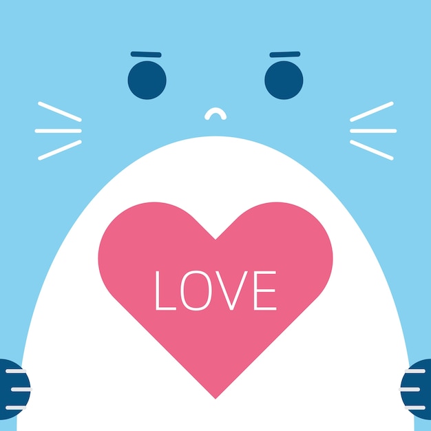 Tarjeta de felicitación linda de la historieta del gato día de tarjetas del día de San Valentín feliz.