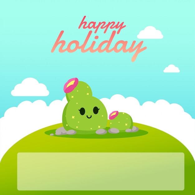 Tarjeta de felicitación con linda ilustración de cactus