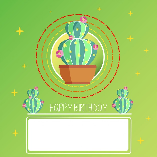 Vector tarjeta de felicitación con linda ilustración de cactus