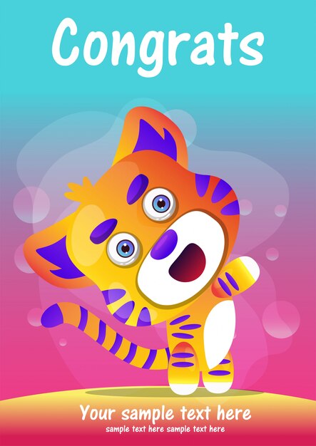 Tarjeta de felicitación lindo tigre de dibujos animados