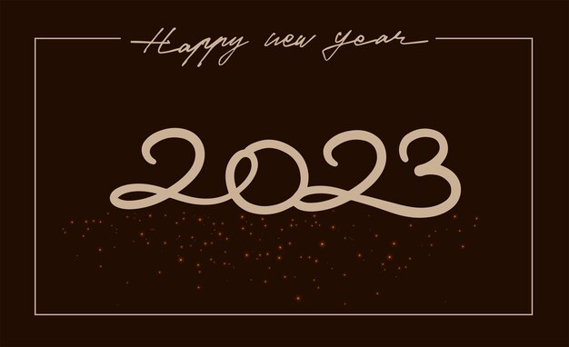 Vector tarjeta de felicitación mano feliz año nuevo 2023 letras escritas a mano ilustración vectorial