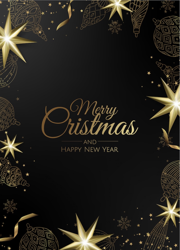 Vector tarjeta de felicitación de marco dorado adornos navideños