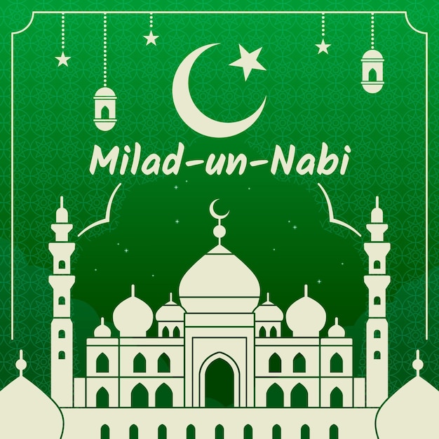 Tarjeta de felicitación milad-un-nabi mezquita blanca