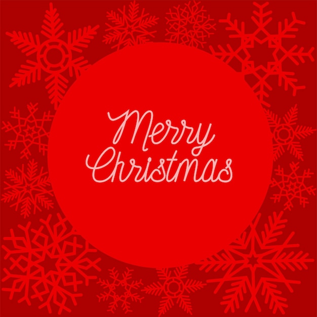 Tarjeta de felicitación de Navidad y año nuevo sobre un fondo rojo con copos de nieve