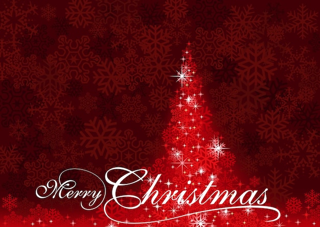 Tarjeta de felicitación de Navidad con árbol de Navidad abstracto rojo