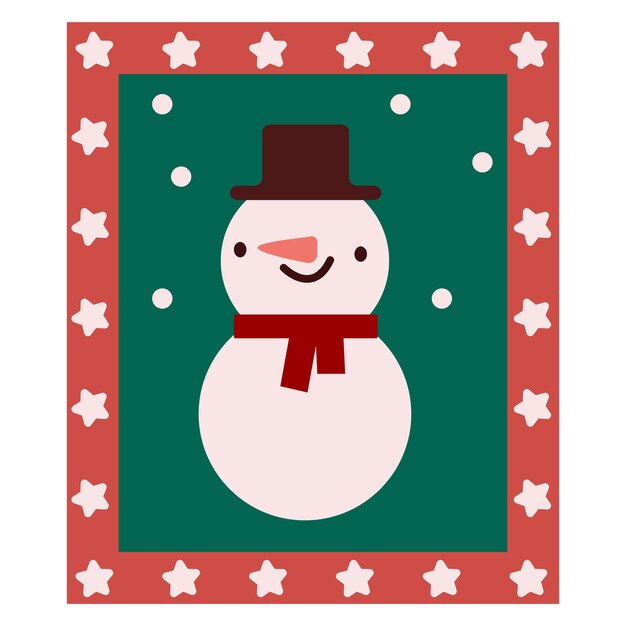 tarjeta de felicitación de Navidad con decoración en forma de muñeco de nieve ilustración vectorial