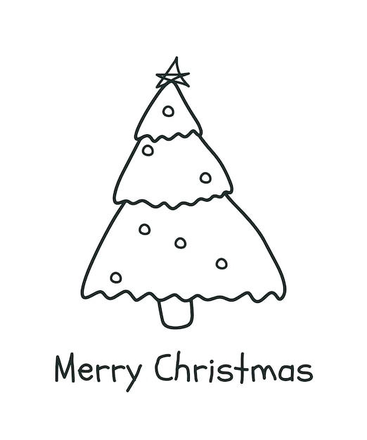 Tarjeta de felicitación de Navidad dibujada a mano Ilustración de garabatos de Año Nuevo Árbol de Navidad Ilustración vectorial